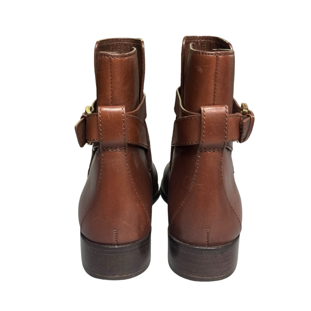 Tory Burch | Brooke Brown Leather Ankle Bootie With Strap Detailing - Picture 5 of 7